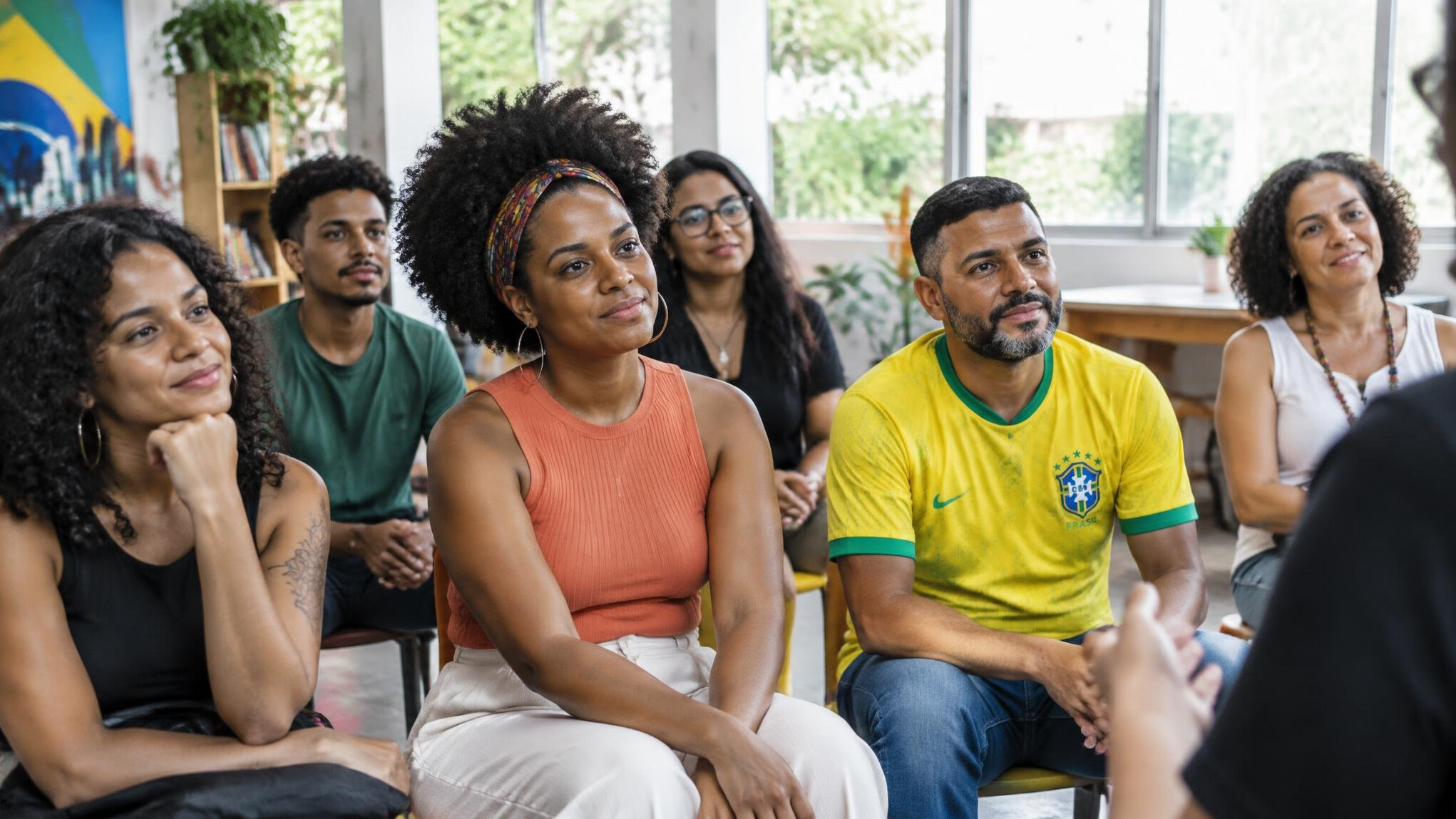 People listening attentively during a group talk