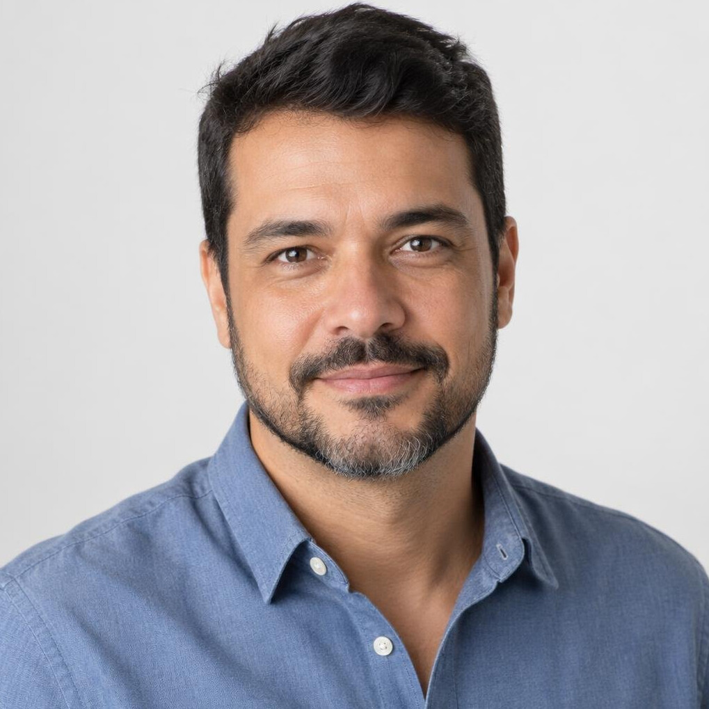 Studio portrait of a brazilian man with short beard