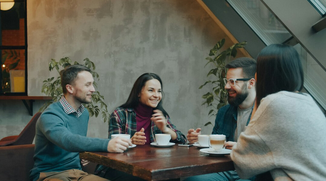 Small group having an open supportive conversation