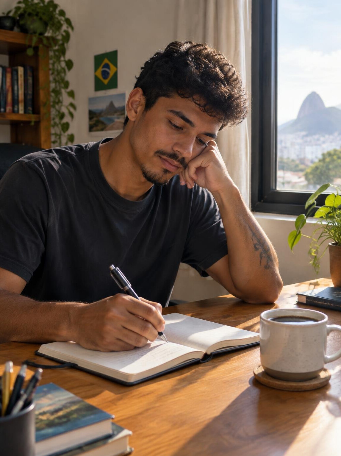 Person writing thoughts in a personal journal